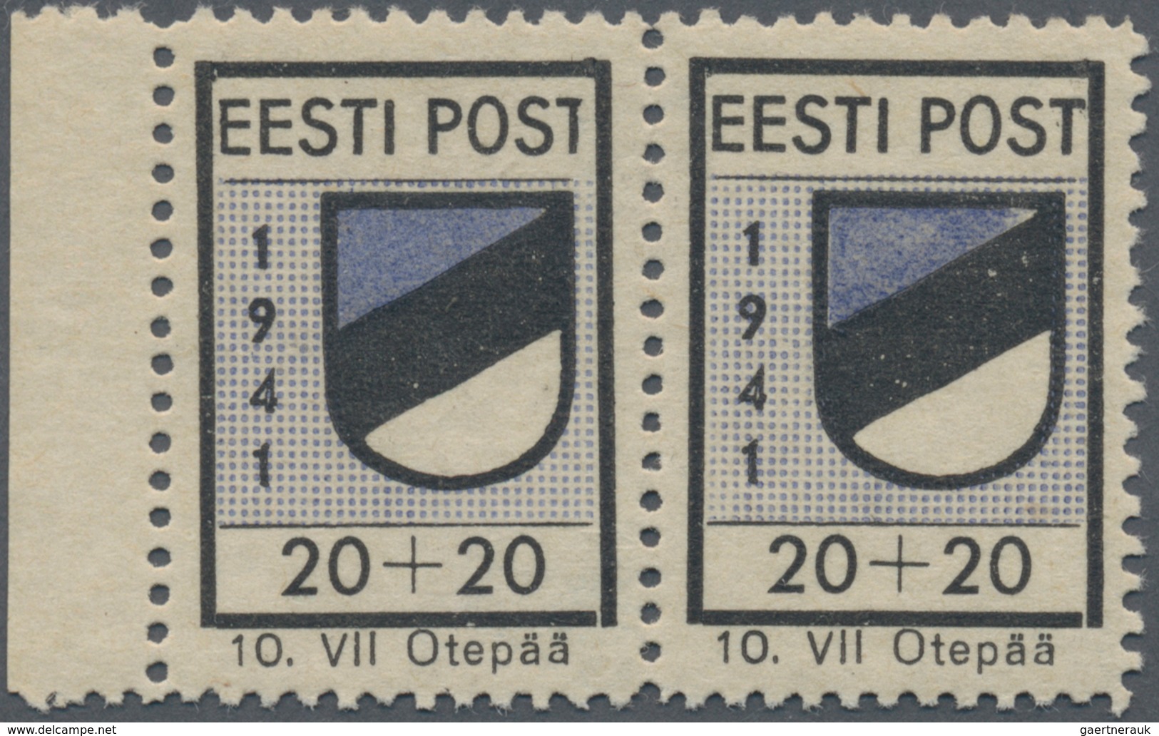 Dt. Besetzung II WK - Estland - Odenpäh (Otepää): 1941, 20+20 Kop. Wappen Mit Plattenfehler I ("T" I - Besetzungen 1938-45