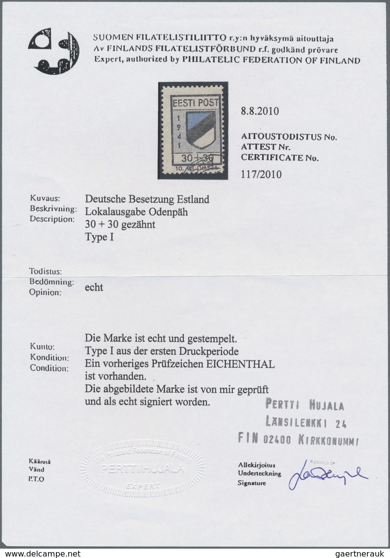 Dt. Besetzung II WK - Estland - Odenpäh (Otepää): 1941, Freimarkenausgabe Wappen, 30+30 Kop. Gestemp - Bezetting 1938-45