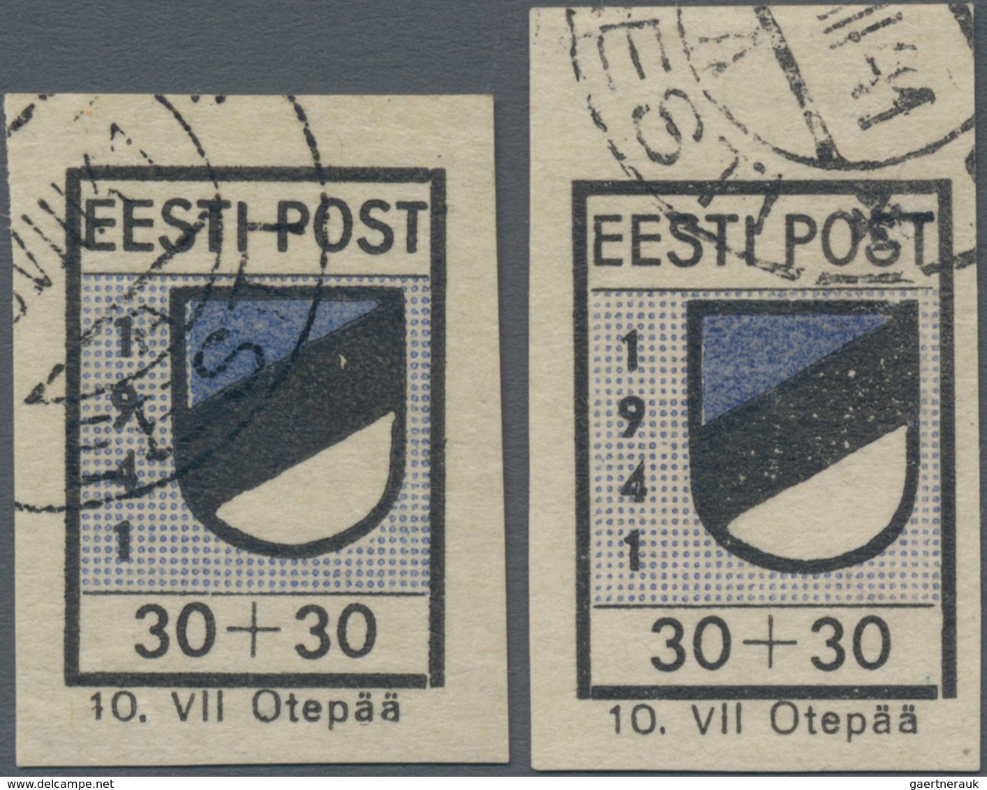 Dt. Besetzung II WK - Estland - Odenpäh (Otepää): 1941, Freimarkenausgabe Wappen, 30+30 Kop., Twei G - Occupazione 1938 – 45