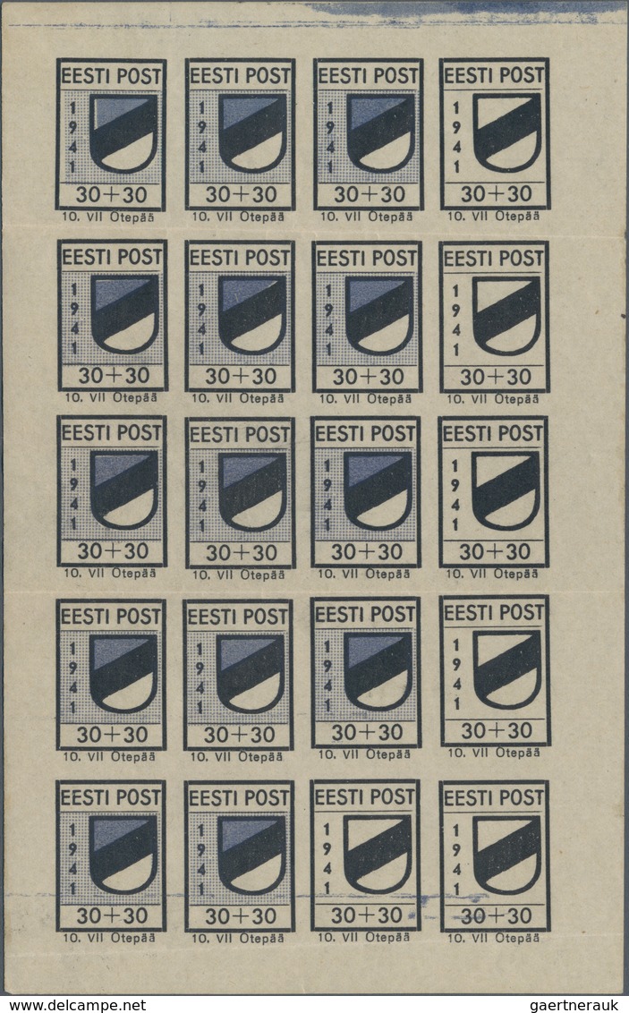 Dt. Besetzung II WK - Estland - Odenpäh (Otepää): 1941, Freimarkenausgabe Wappen, 30+30 Kop. Im Komp - Occupazione 1938 – 45