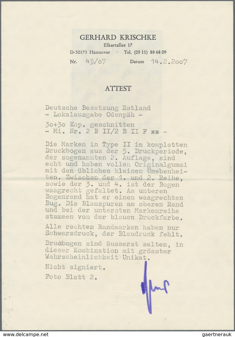 Dt. Besetzung II WK - Estland - Odenpäh (Otepää): 1941, Freimarkenausgabe Wappen, 30+30 Kop. Im Komp - Bezetting 1938-45