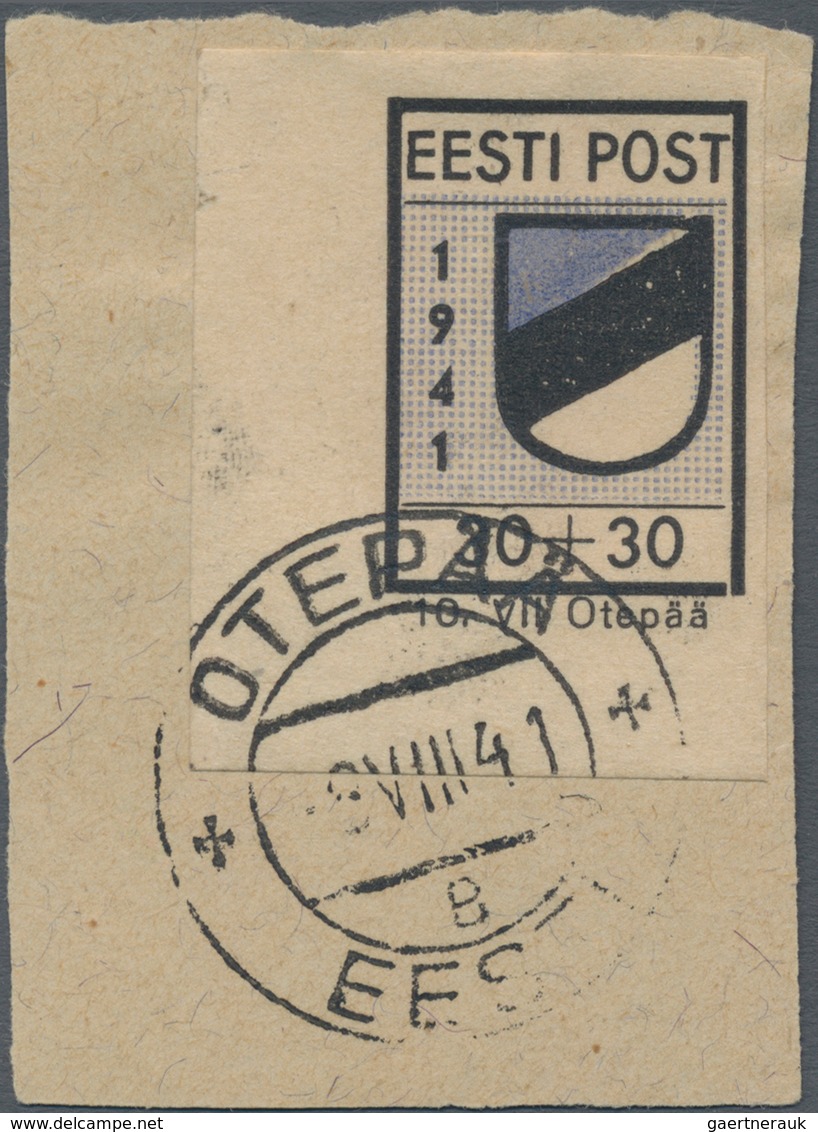 Dt. Besetzung II WK - Estland - Odenpäh (Otepää): 1941, Freimarkenausgabe Wappen, 30+30 Kop. In Type - Occupazione 1938 – 45