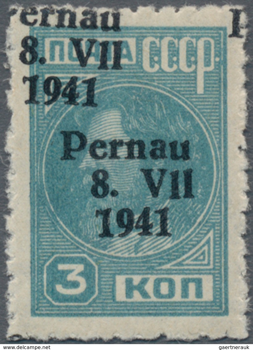 Dt. Besetzung II WK - Estland - Pernau (Pärnu): 3 Kop. Werktätige Postfrisch Gezähnt Mit Doppeltem A - Bezetting 1938-45