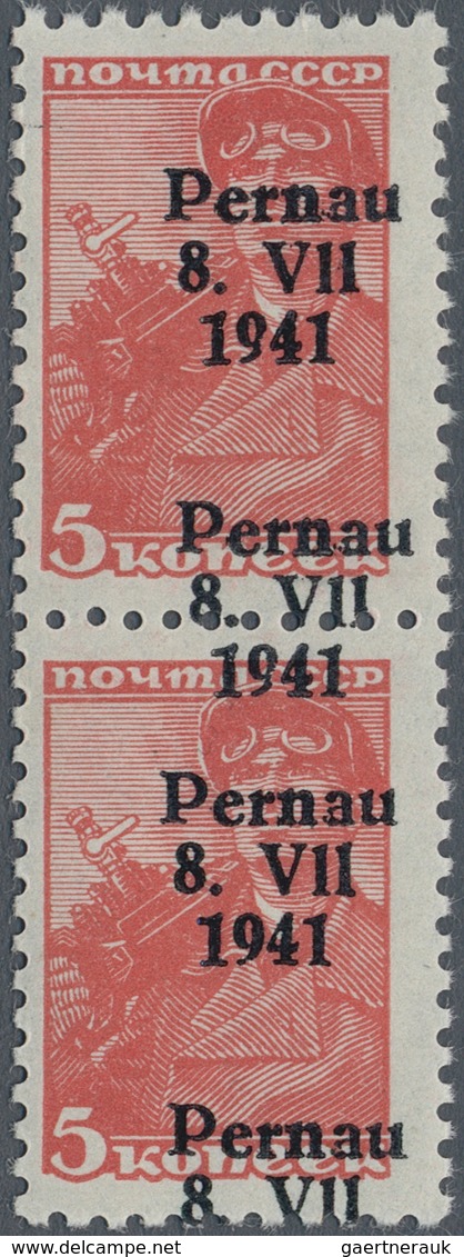 Dt. Besetzung II WK - Estland - Pernau (Pärnu): 1941, 5 Kop. Werktätige Im Senkrechten Paar Mit Vier - Occupazione 1938 – 45