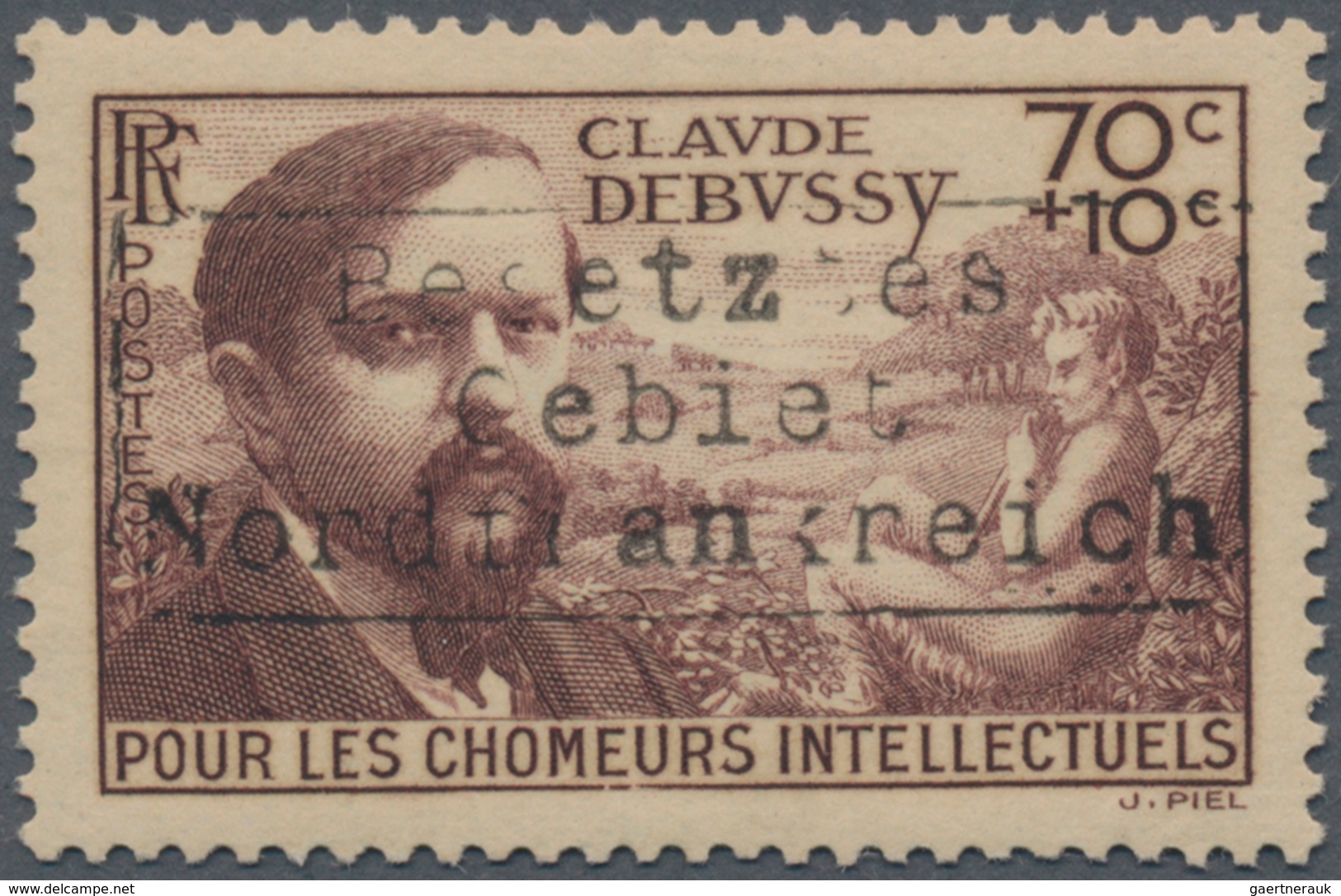 Dt. Besetzung II WK - Frankreich - Dünkirchen: 1940, 70 C. + 10 C. Purpurbraun "Debussy" Mit Aufdruc - Bezetting 1938-45