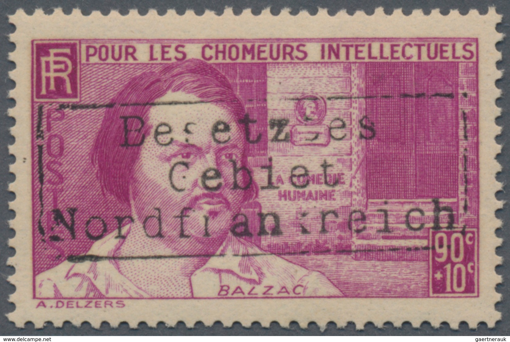 Dt. Besetzung II WK - Frankreich - Dünkirchen: 1940, 90 C. + 10 C. Purpur "Balsac" Mit Aufdruck, Pos - Occupazione 1938 – 45