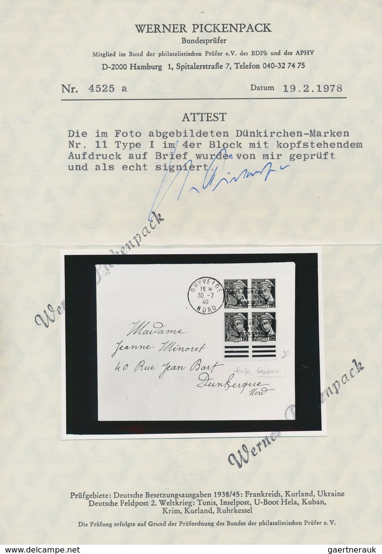 Dt. Besetzung II WK - Frankreich - Dünkirchen: 1940, 25 C Schwärzlichopalgrün "Merkurkopf", Viererbl - Occupazione 1938 – 45