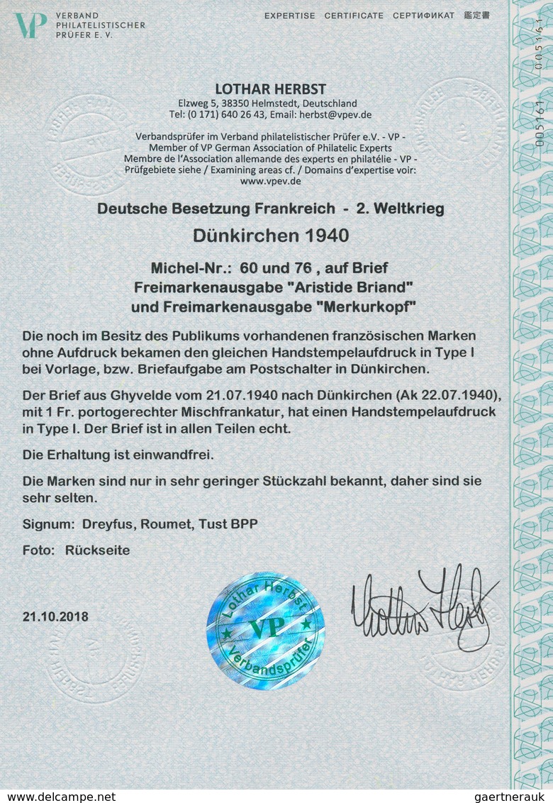 Dt. Besetzung II WK - Frankreich - Dünkirchen: 1940, 30 C Grünlichblau "Aristide Briand" Und 70 C Du - Besetzungen 1938-45