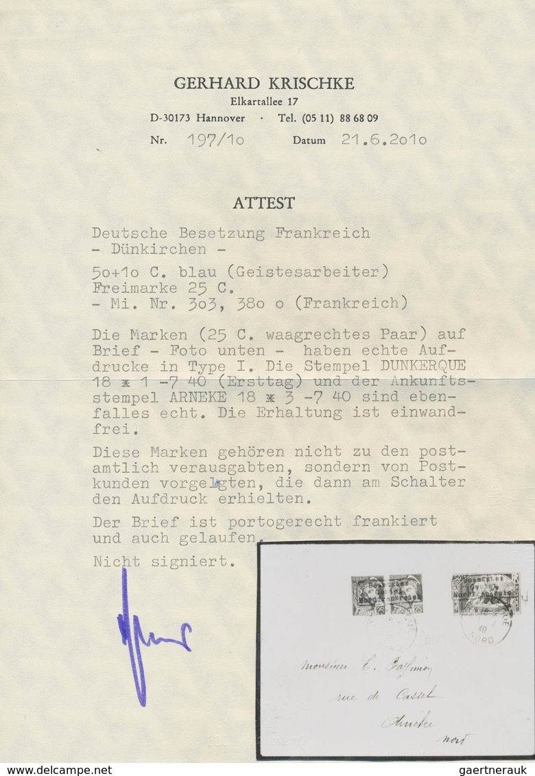 Dt. Besetzung II WK - Frankreich - Dünkirchen: 1940, 25 C Schwärzlichopalgrün "Merkurkopf", Waagerec - Bezetting 1938-45