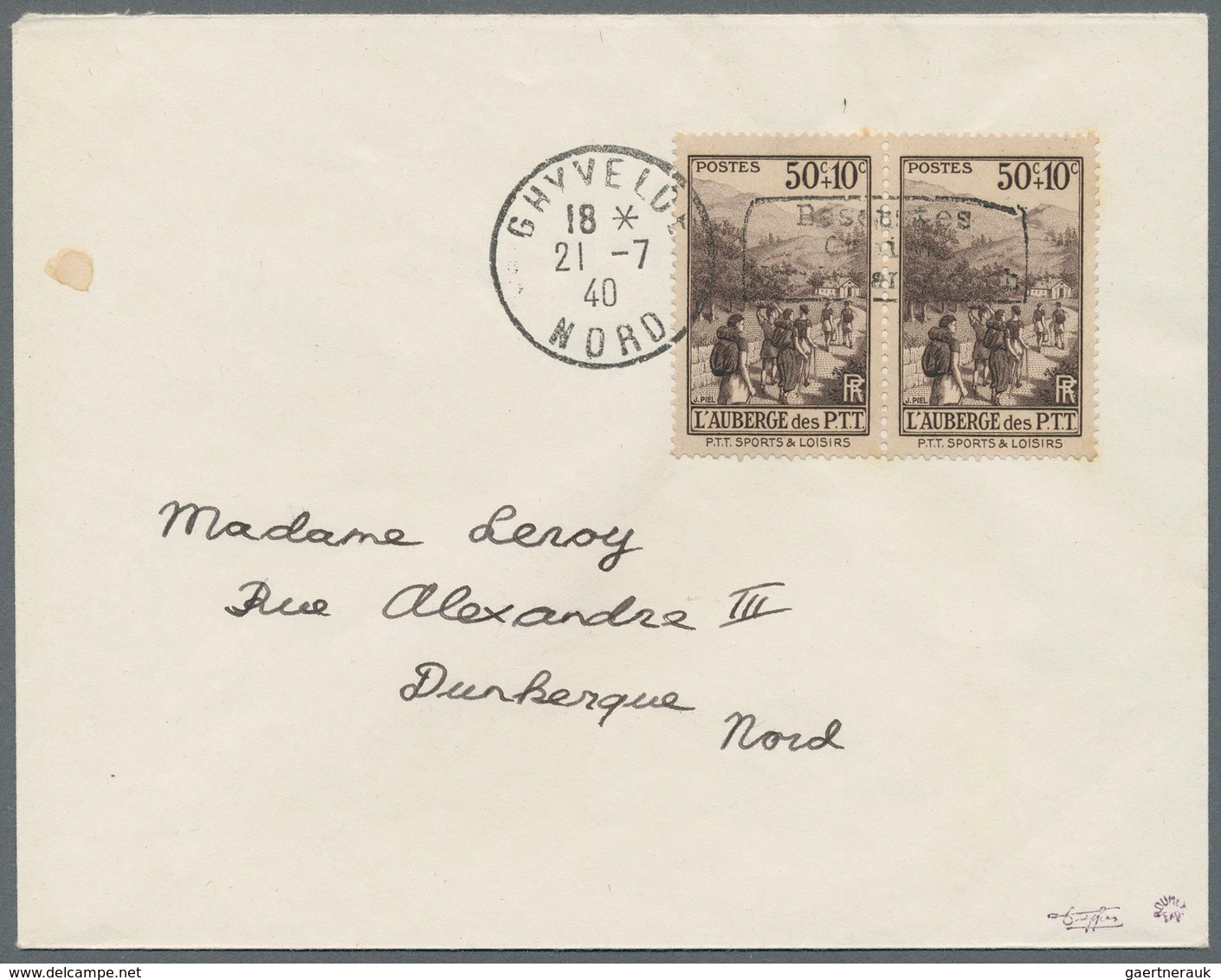 Dt. Besetzung II WK - Frankreich - Dünkirchen: 1940, 50 C + 10 C "Sport- Und Freizeitgestaltung", Wa - Occupazione 1938 – 45