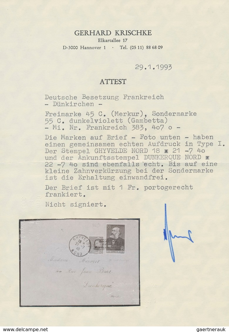 Dt. Besetzung II WK - Frankreich - Dünkirchen: 1940, 45 C Schwärzlichsmaragdgrün "Merkurkopf" Und 55 - Besetzungen 1938-45