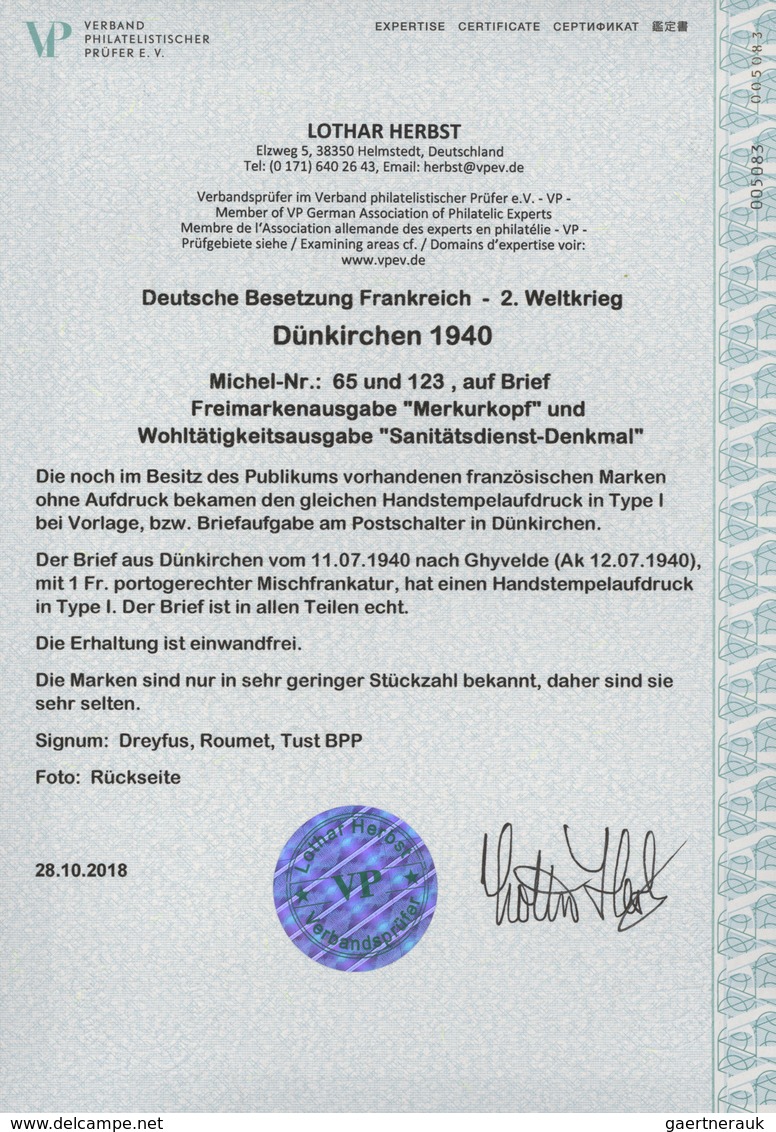 Dt. Besetzung II WK - Frankreich - Dünkirchen: 1940, 45 C Schwärzlichsmaragdgrün "Merkurkopf" Und 55 - Occupazione 1938 – 45