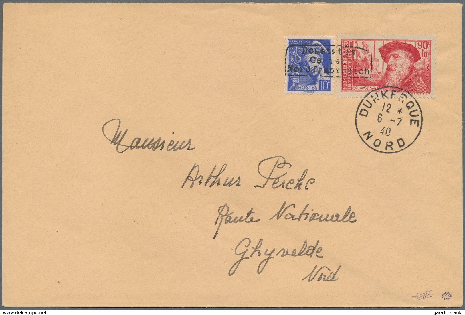 Dt. Besetzung II WK - Frankreich - Dünkirchen: 1940, 10 C Lebhaftlilaultramarin "Merkurkopf" Und 90 - Occupazione 1938 – 45