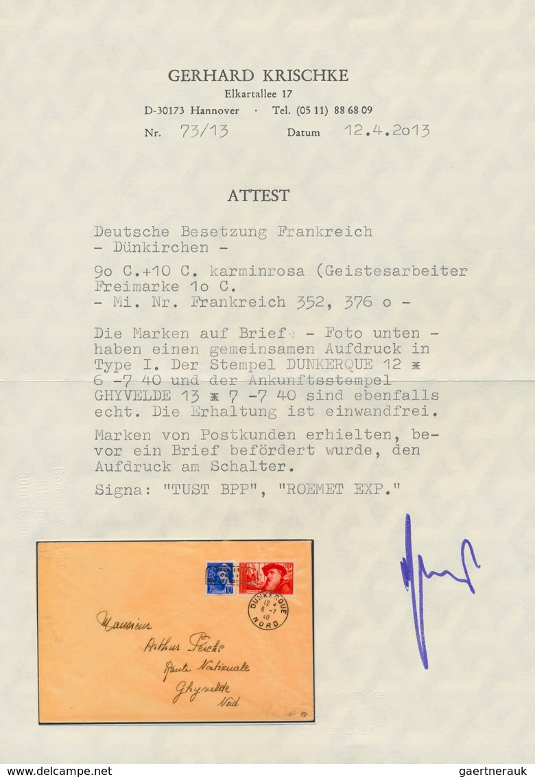 Dt. Besetzung II WK - Frankreich - Dünkirchen: 1940, 10 C Lebhaftlilaultramarin "Merkurkopf" Und 90 - Occupazione 1938 – 45