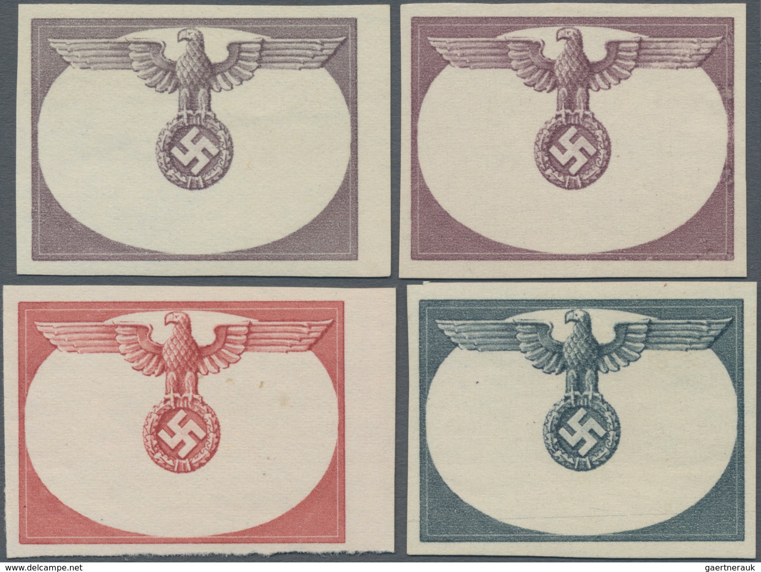 Dt. Besetzung II WK - Generalgouvernement - Dienstmarken: 1940. Lot Mit 4 Versch. Ungezähnten Phasen - Bezetting 1938-45