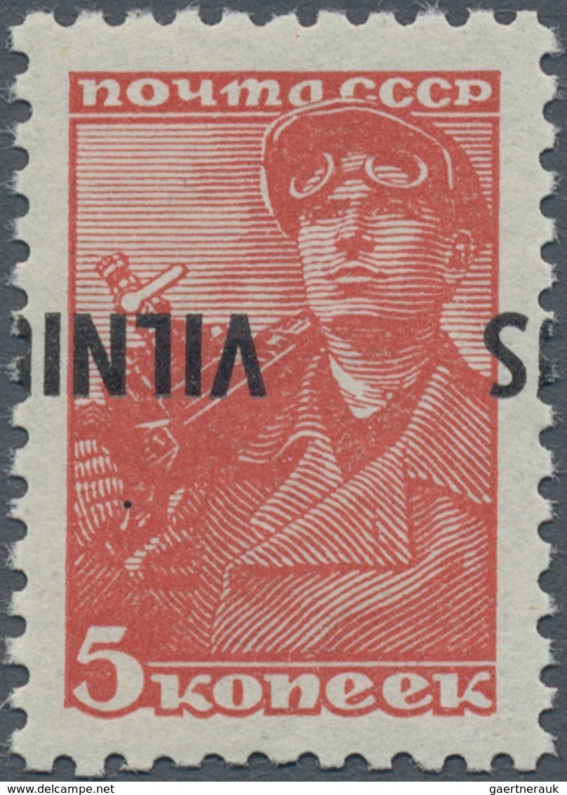 Dt. Besetzung II WK - Litauen: 1941, 5 Kop Arbeiter Mit Stark Verschbenem, Kopfstehendem Aufdruck Po - Occupazione 1938 – 45