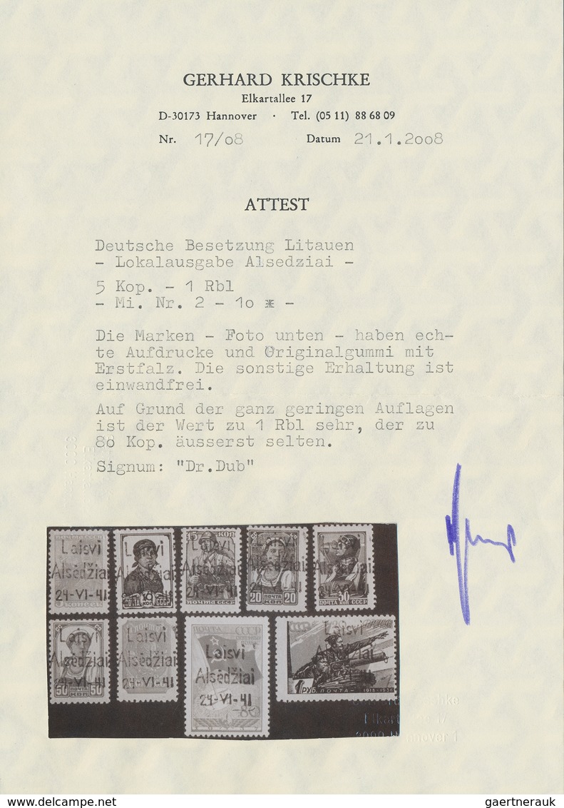 Dt. Besetzung II WK - Litauen - Alsedschen (Alsedziai): 1941, 1 Rbl. "Rote Armee" Mit Aufdruck "Lais - Bezetting 1938-45