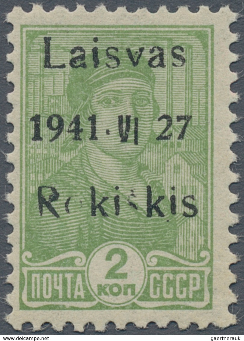 Dt. Besetzung II WK - Litauen - Rakischki (Rokiskis): 1941, 2 Kop. Lebhaftgelblichgrün, Unverausgabt - Bezetting 1938-45