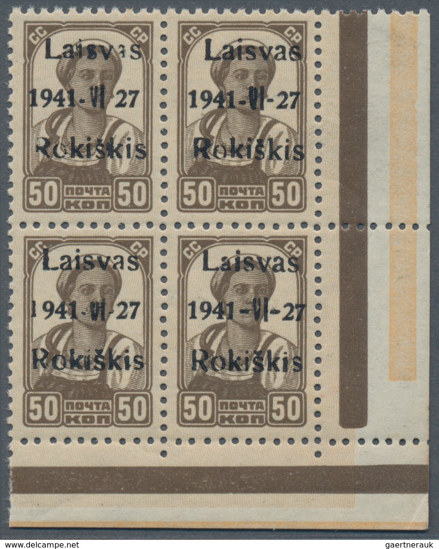 Dt. Besetzung II WK - Litauen - Rakischki (Rokiskis): 1941 50 K. Brown Im Unteren Rechten Eckrand-4e - Bezetting 1938-45