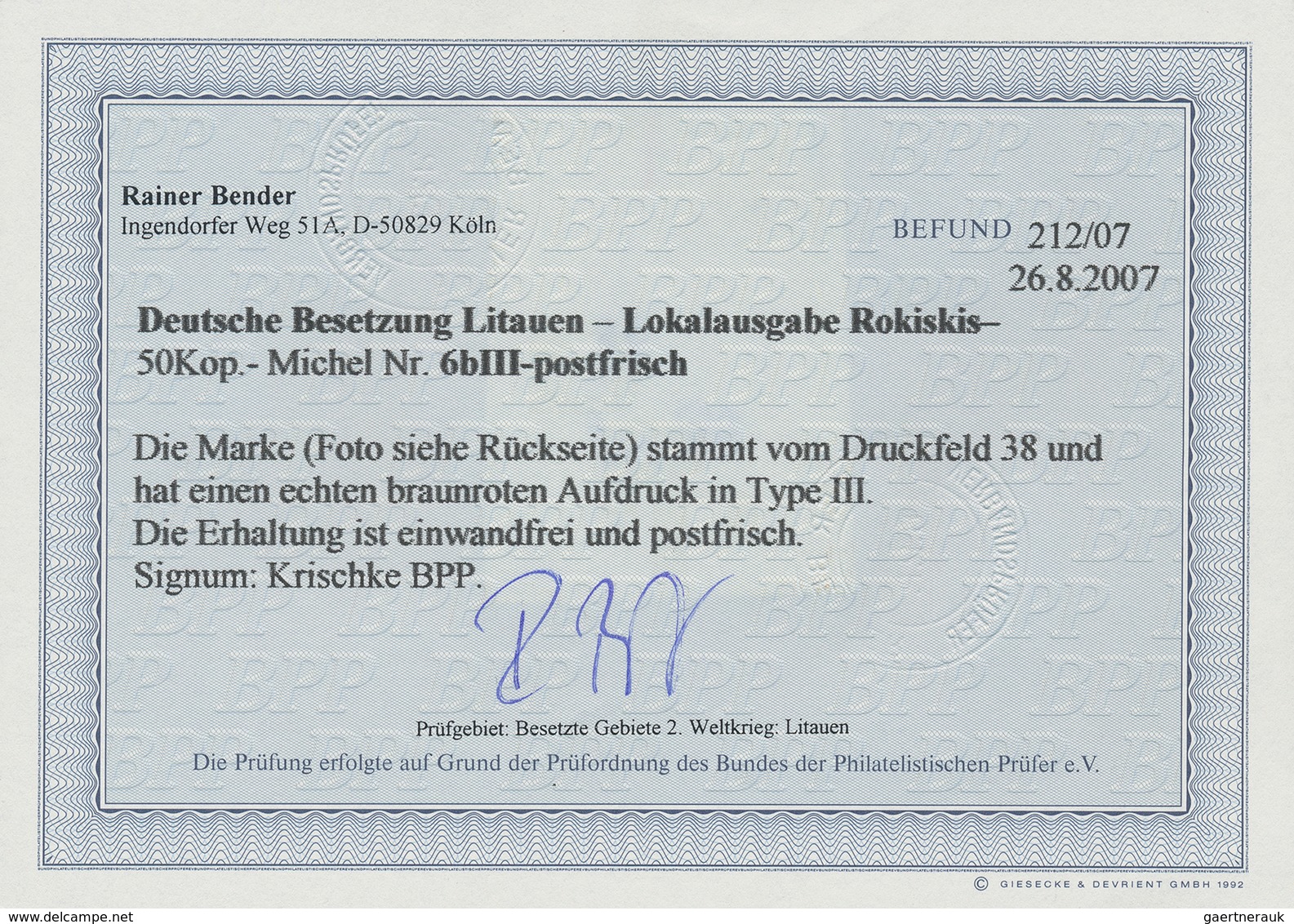 Dt. Besetzung II WK - Litauen - Rakischki (Rokiskis): 1941, 50 Kop. Mit Braunrotem Aufdruck In Type - Occupazione 1938 – 45