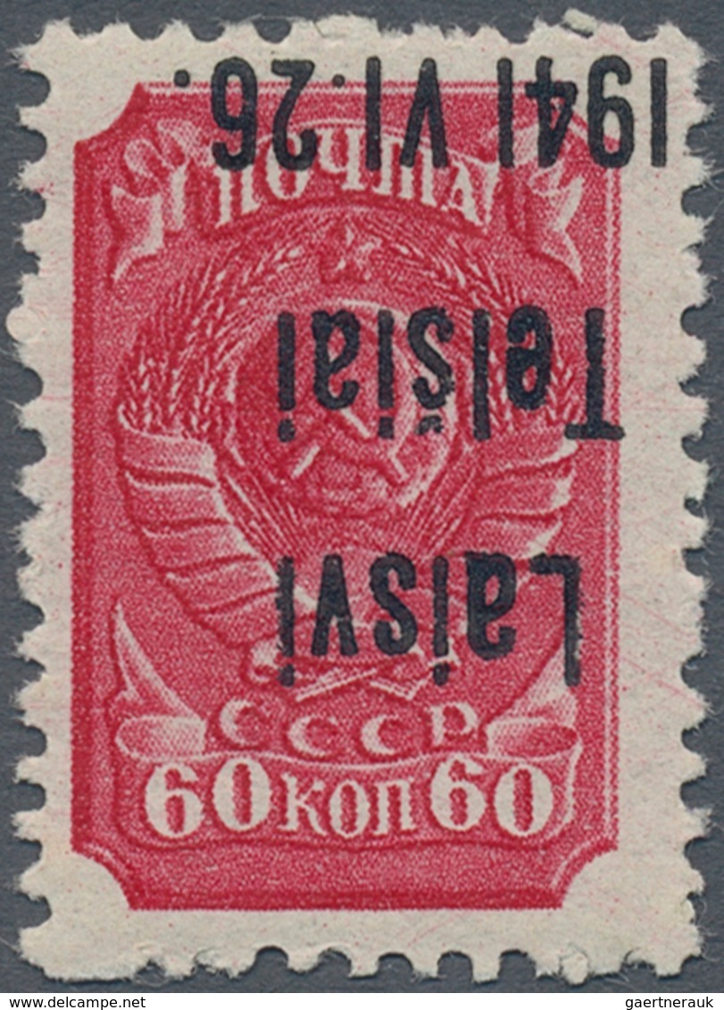 Dt. Besetzung II WK - Litauen - Telschen (Telsiai): 1941, 60 Kop. Wappen Postfrisch Mit Kopfstehende - Occupazione 1938 – 45