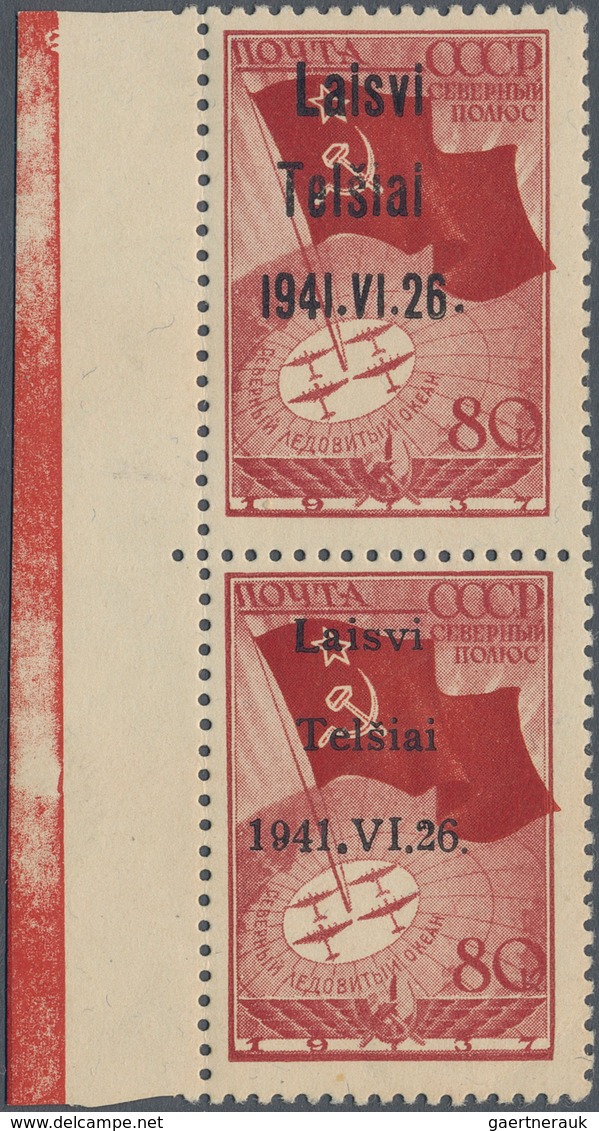 Dt. Besetzung II WK - Litauen - Telschen (Telsiai): 1941, 80 Kop. "Nordpol 1" Im Senkrechten Typenpa - Occupation 1938-45