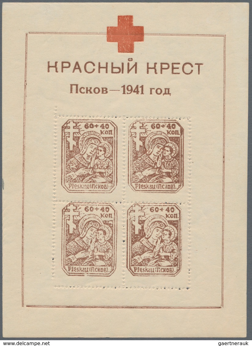 Dt. Besetzung II WK - Russland - Pleskau (Pskow): 1942, Rotes Kreuz-Block Auf Weißem Papier Im Forma - Bezetting 1938-45