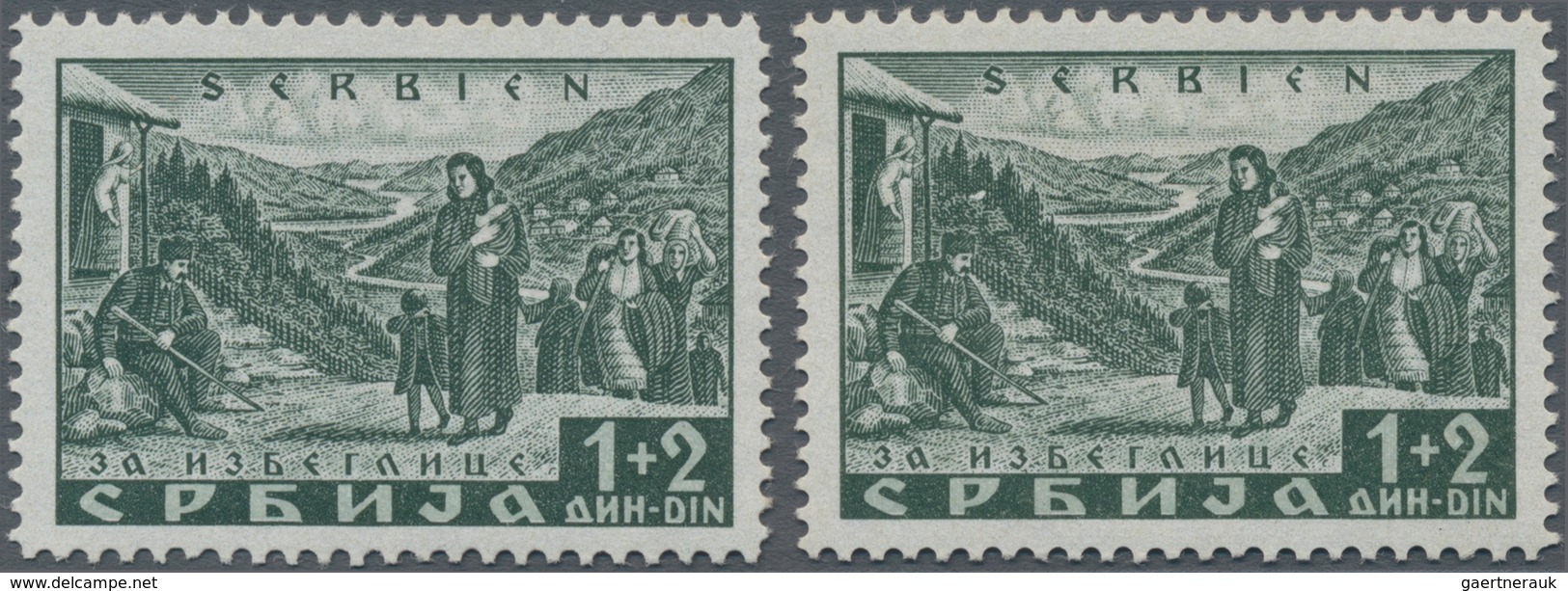 Dt. Besetzung II WK - Serbien: 1941, 1+2 Dinar Hilfe Für Semendria. Eine Marke (mit Falz) Mit Fehlen - Besetzungen 1938-45