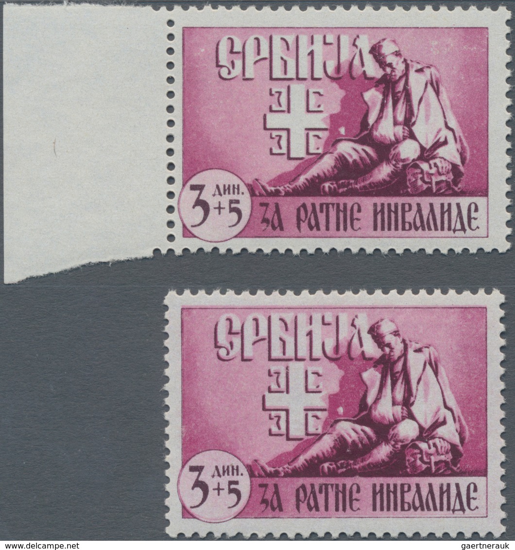 Dt. Besetzung II WK - Serbien: 1943, 3 + 5 D Kriegsinvaliden-Hilfe, 2 Marken Mit Gleicher Markanter - Besetzungen 1938-45