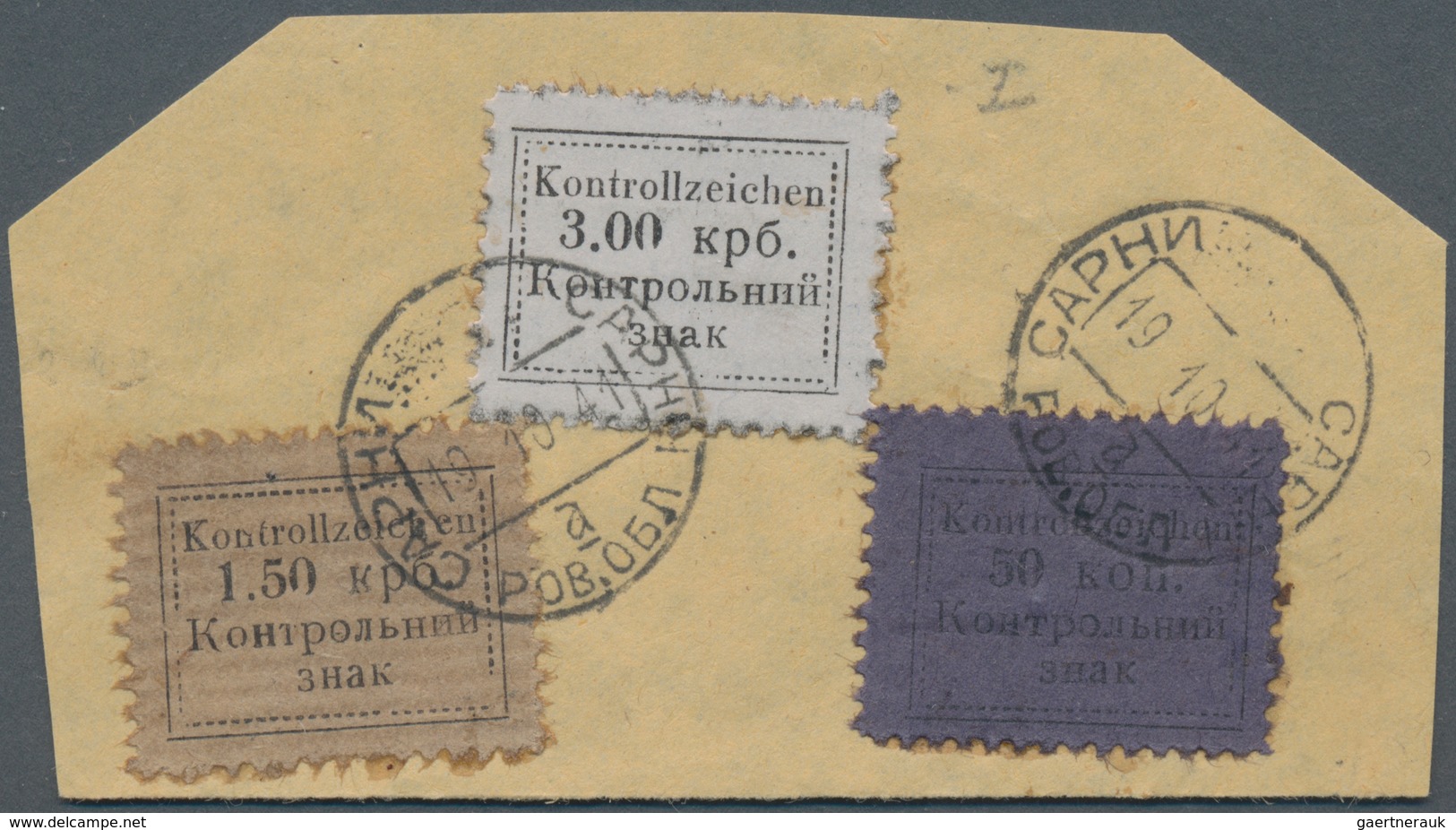 Dt. Besetzung II WK - Ukraine - Sarny: 1941, 50K, 1,50 Krb. Und 3 Krb. Zusammen Gestempelt Auf Brief - Bezetting 1938-45