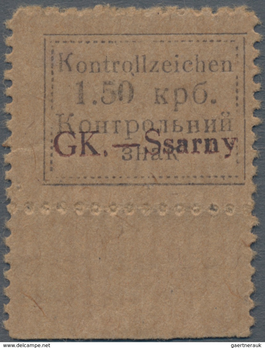 Dt. Besetzung II WK - Ukraine - Sarny: 1941. Kontrollzeichen 1.50 Krb "GK.-Ssarny" In Type II, Unter - Occupazione 1938 – 45