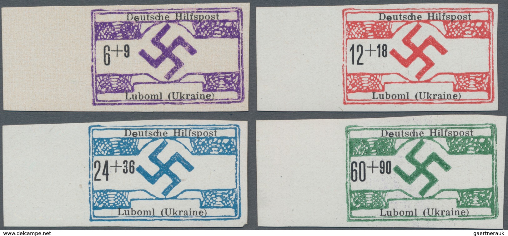 Dt. Besetzung II WK - Ukraine - Nordukraine: 1944. LUBOML: UNGEZÄHNT, Hakenkreuz Mit Ornamenten, Ohn - Occupazione 1938 – 45