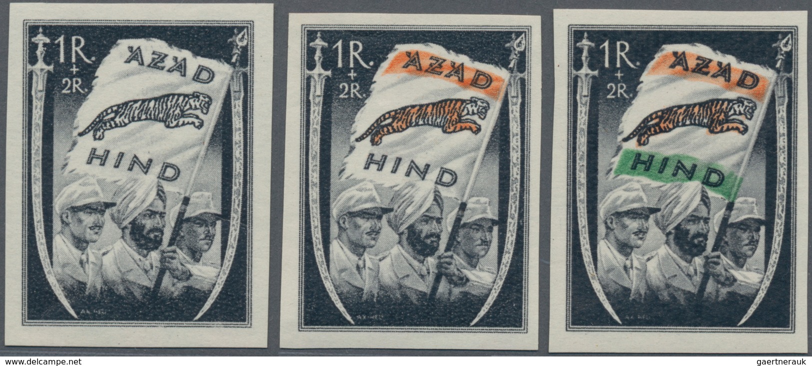 Dt. Besetzung II WK - Nationales Indien (Freies Indien): 1943 AZAD HIND (S. Chandra Bose): Set Of Th - Occupazione 1938 – 45