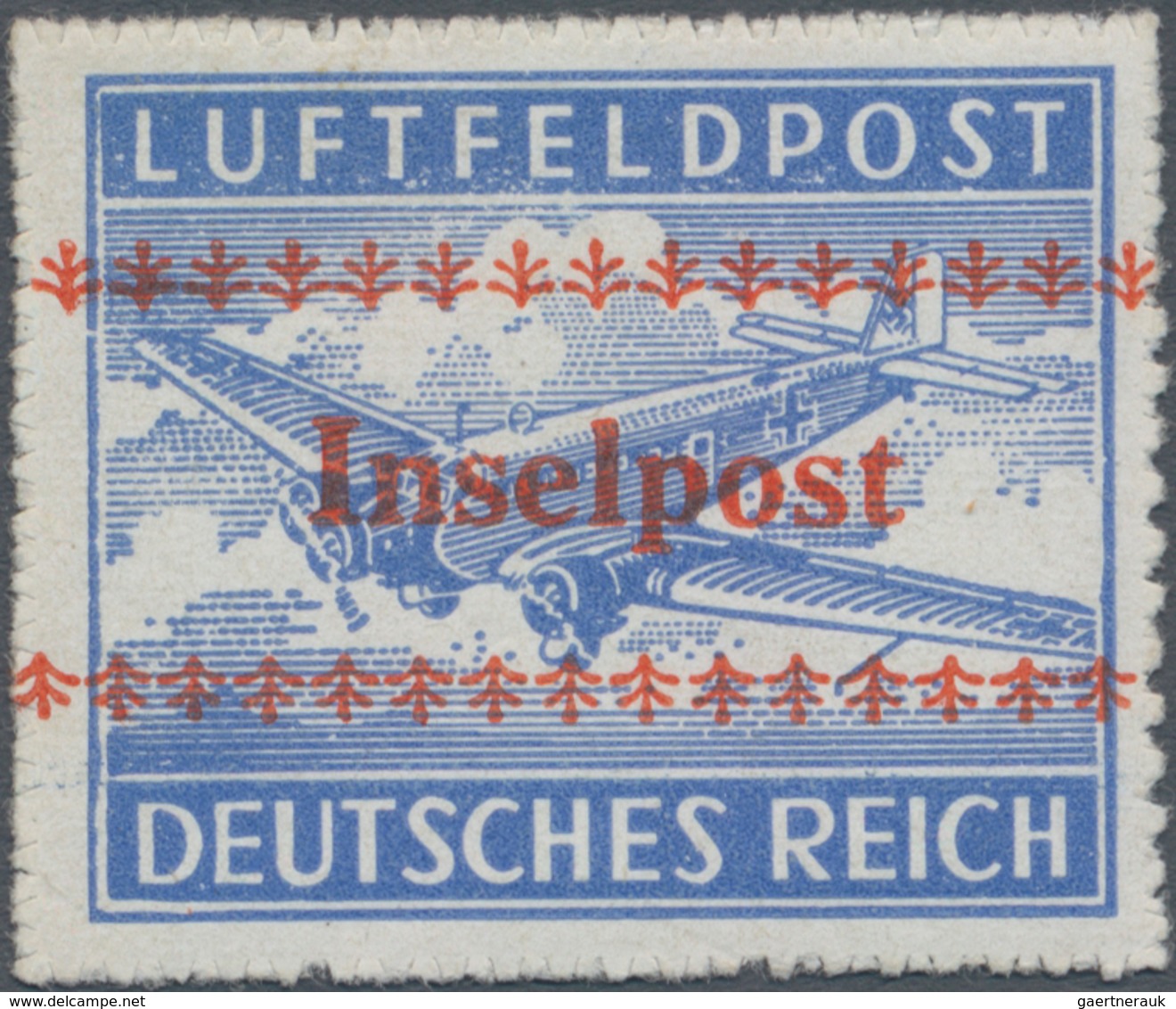 Feldpostmarken: 1944 Insel Kreta: Luftfeldpostmarke Mit Rotem Aufdruck "Inselpost", Durchstochen, Po - Andere & Zonder Classificatie