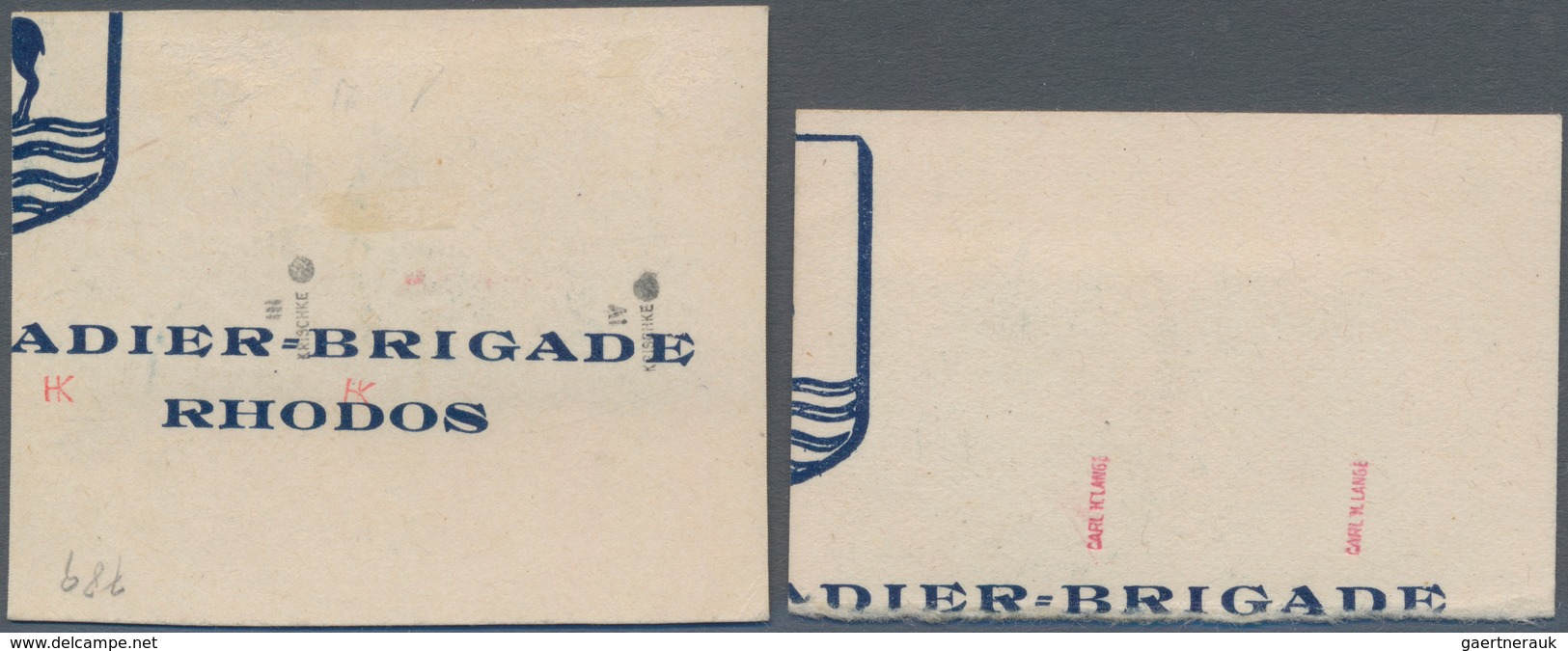 Feldpostmarken: 1944, Rhodos Zulassungsmarken Mit Aufdruck „WEIHNACHTEN 1944” In Type III Und IV Auf - Altri & Non Classificati