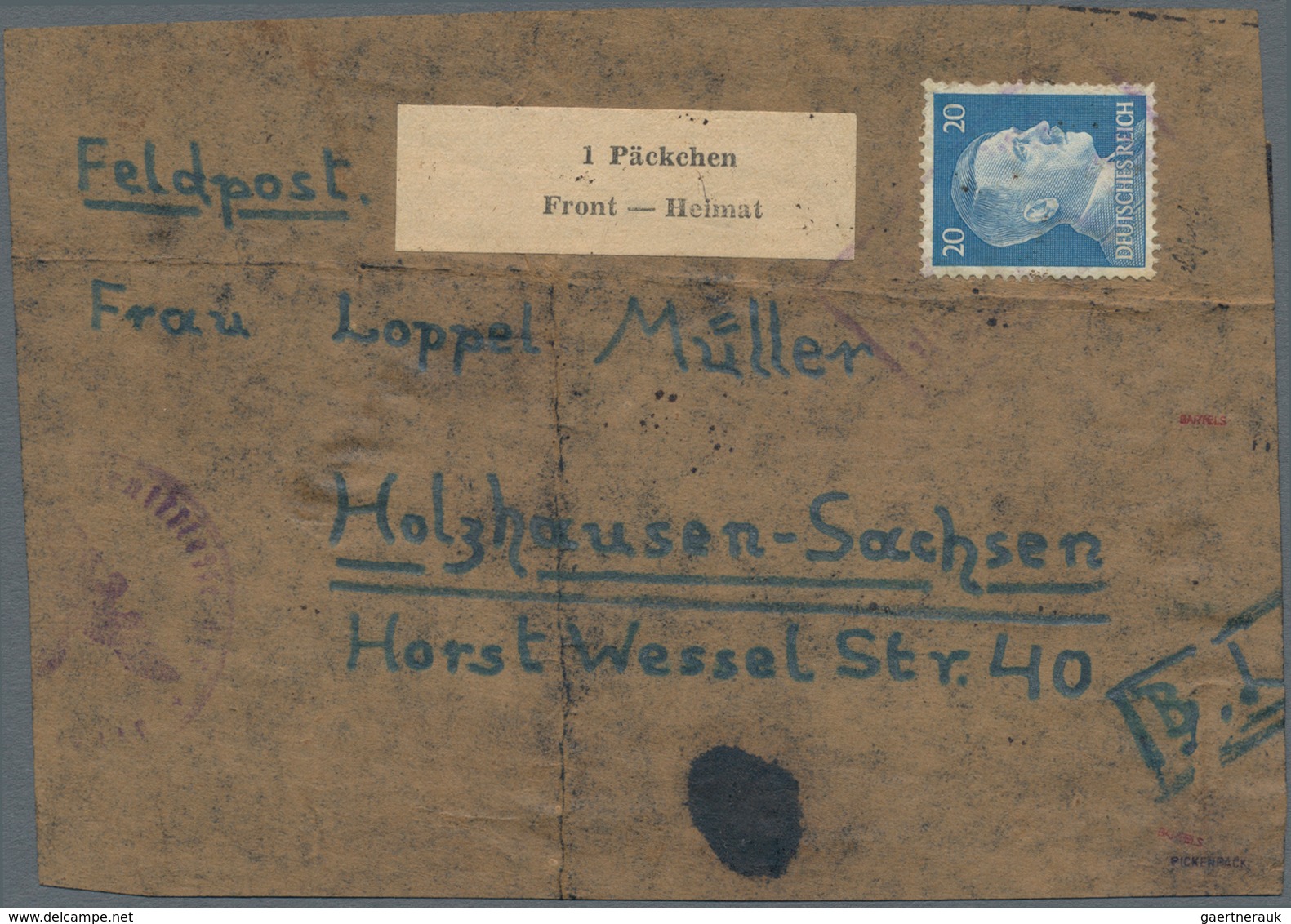 Feldpostmarken: 1943, Kuban, Brückenkopf, Päckchen-Zulassungsmarke "1 Päckchen Front - Heimat" In Ty - Altri & Non Classificati