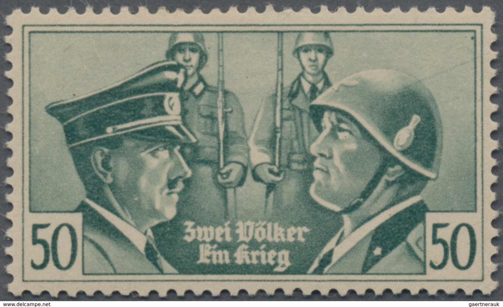 Kriegs- Und Propagandafälschungen: 1943, 50 C. Hitler-Mussolini "Zwei Völker / Ein Krieg", Ungebrauc - Andere & Zonder Classificatie