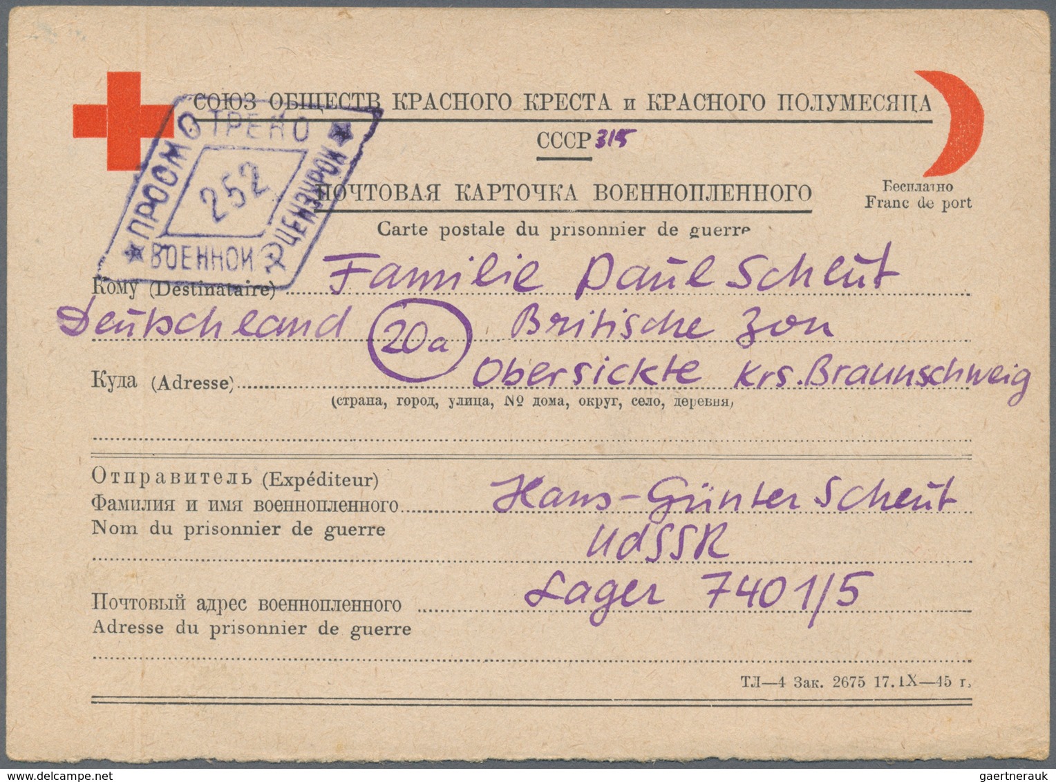 Kriegsgefangenen-Lagerpost: 1947/1949, zehn Karten (div. Vordrucke) eines dt. Kriegsgefangenen (Lage