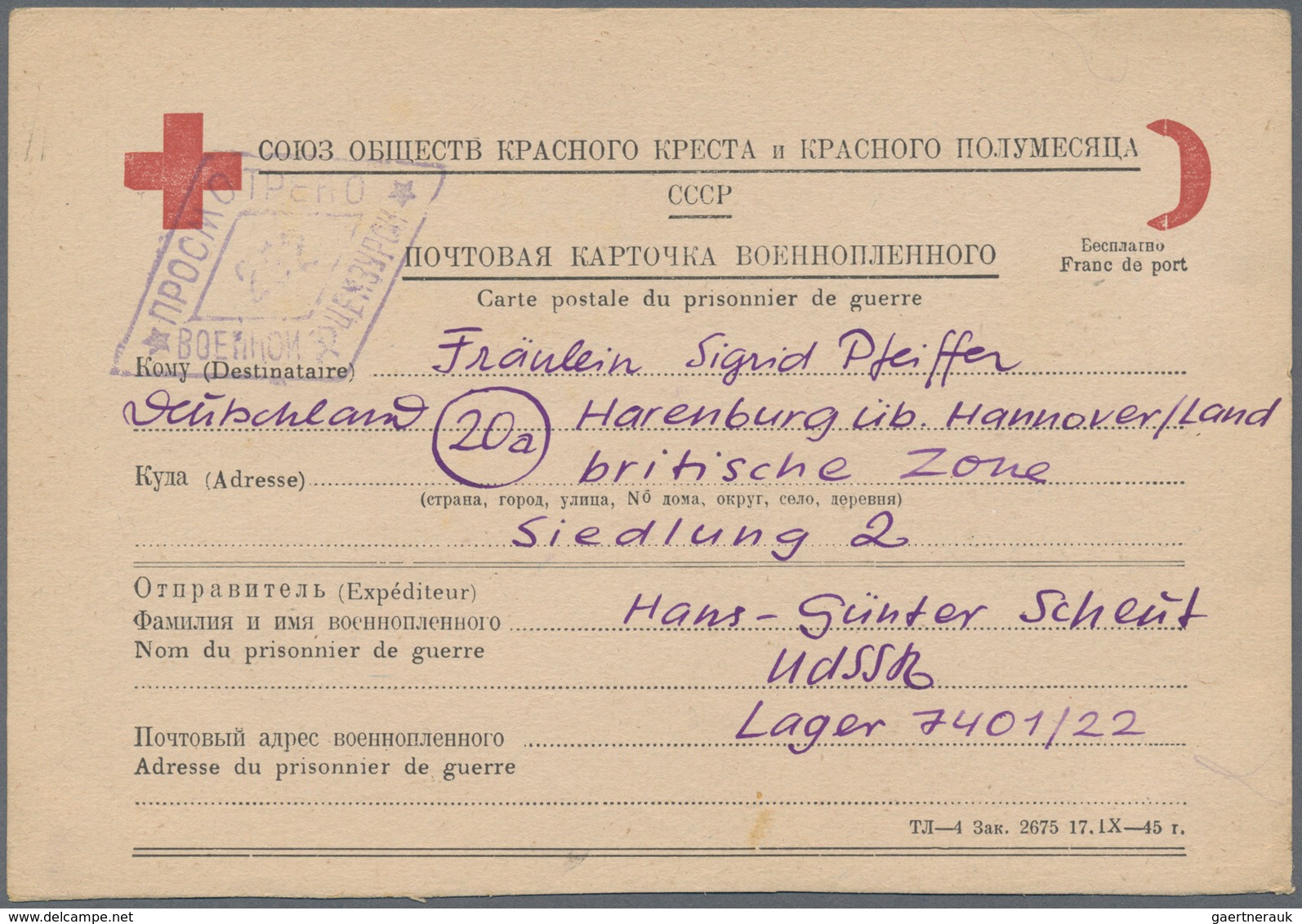 Kriegsgefangenen-Lagerpost: 1947/1949, zehn Karten (div. Vordrucke) eines dt. Kriegsgefangenen (Lage