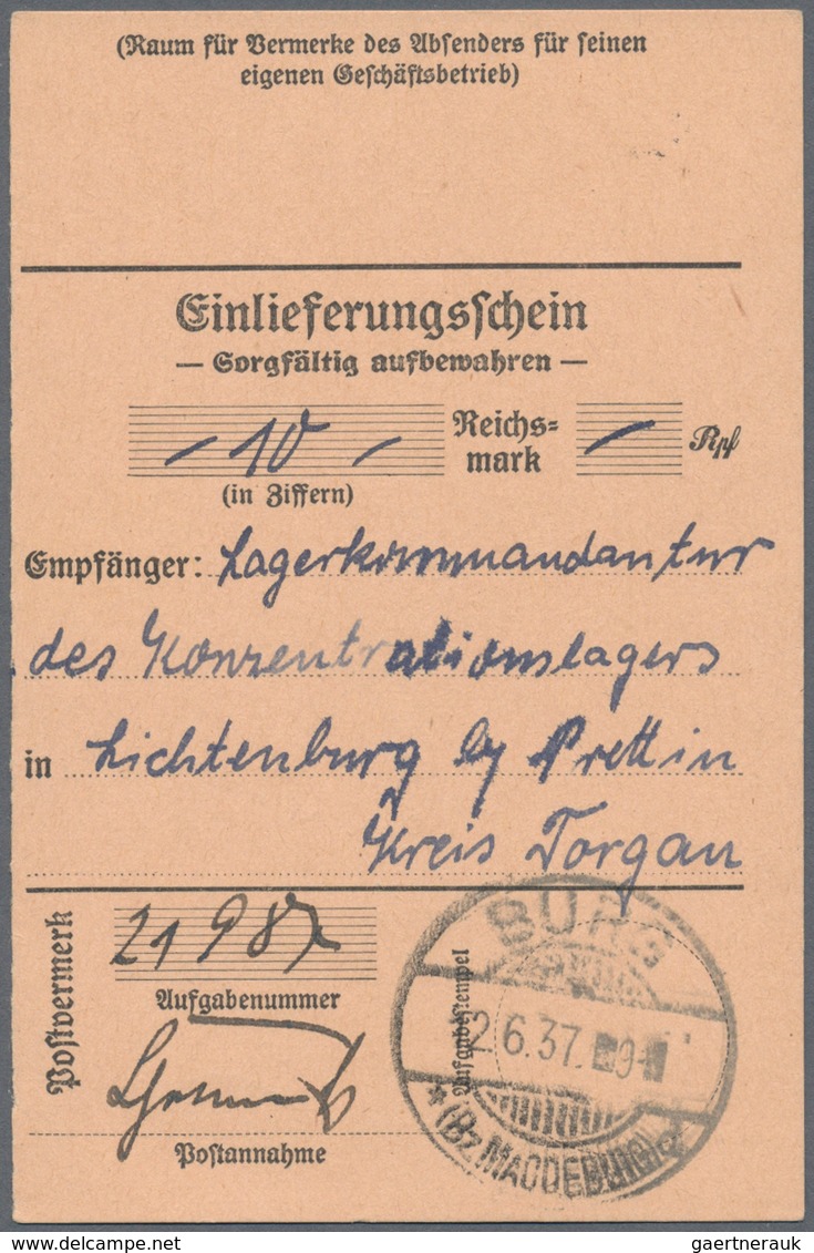 KZ-Post: 1937 (24.6.), Antwortschreiben Der Kommandantur Des Konzentrationslagers Lichtenburg Aus "P - Storia Postale