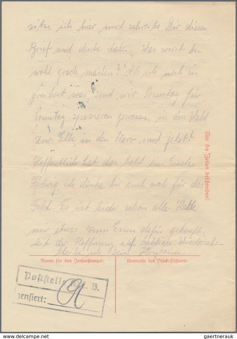 KZ-Post: 1937 (12.9.), Seltener Briefbogen (roter Vordruck Mit Auszug Aus Der Lagerordnung) "Konzent - Brieven En Documenten