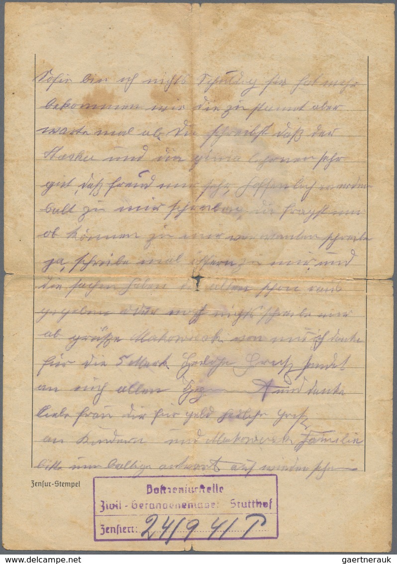 KZ-Post: 1941 (14.9.), Seltener Vordruck-Briefbogen "Zivil-Gefangenenlager Stutthof Kreis Großes Wer - Storia Postale