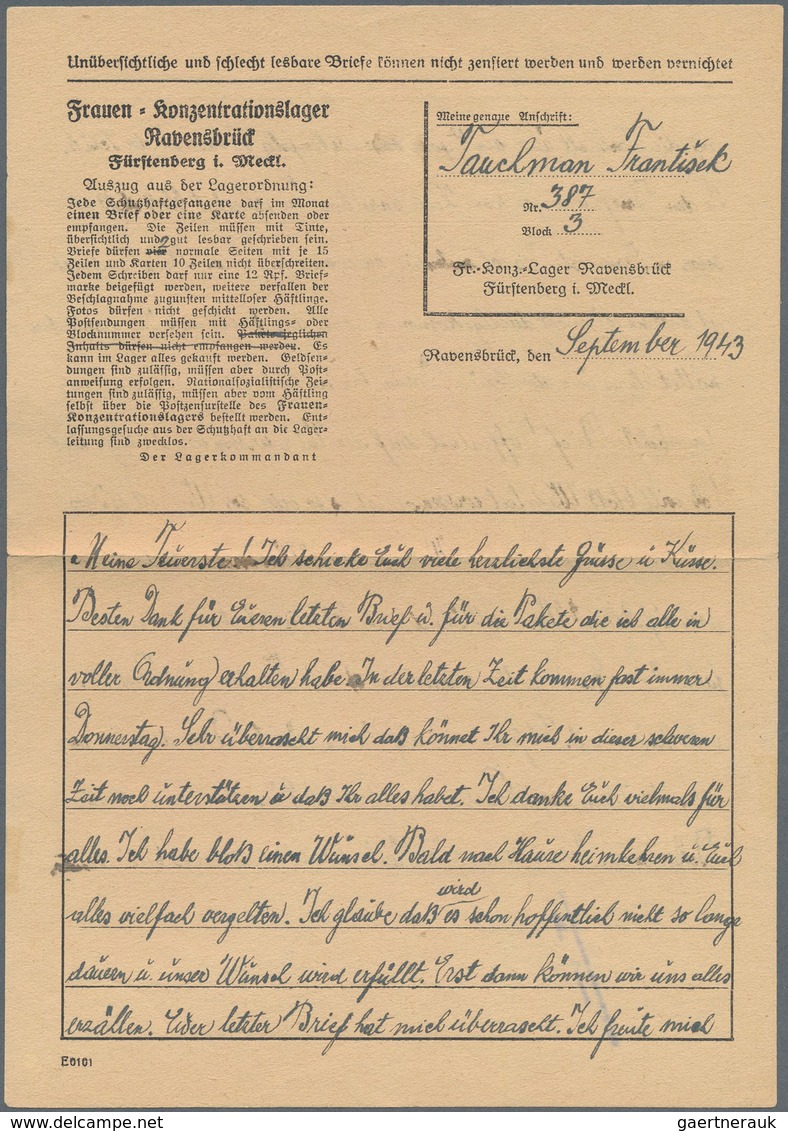 KZ-Post: 1943 27.9.), Vordruckbrief (blaues Papier Mit Schwarzem Eindruck - Lajournade EI 10a) Eines - Brieven En Documenten
