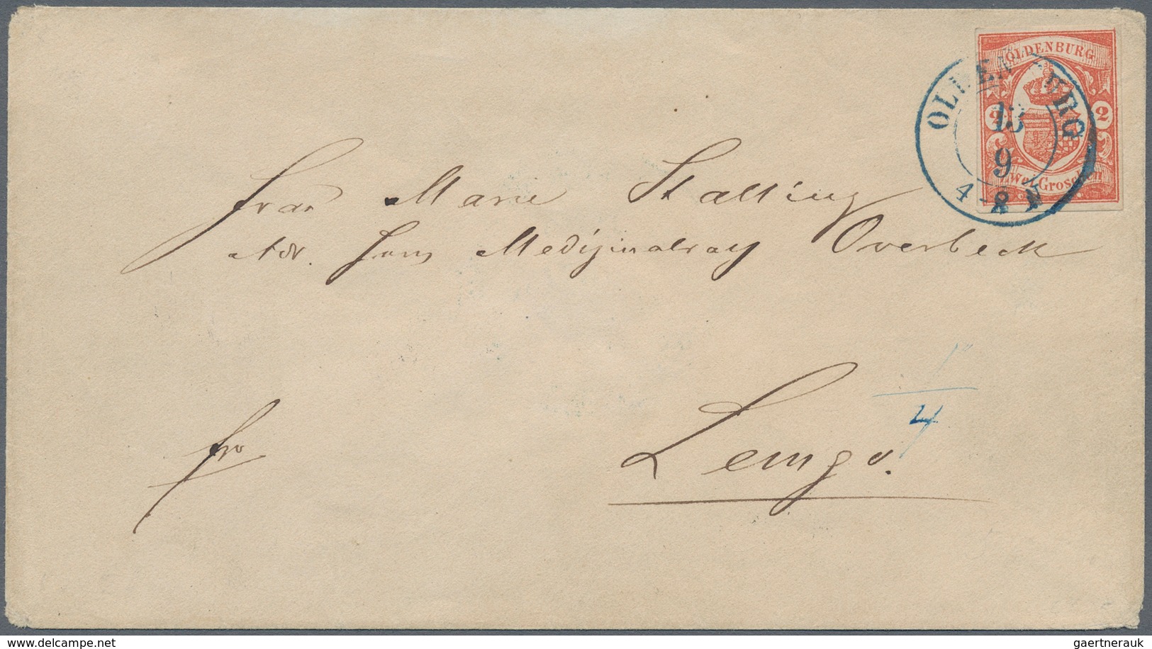 Oldenburg - Marken Und Briefe: 1861, 2 Gr. Rot, Farbintensives Exemplar, Allseits Voll- Bis Breitran - Oldenbourg