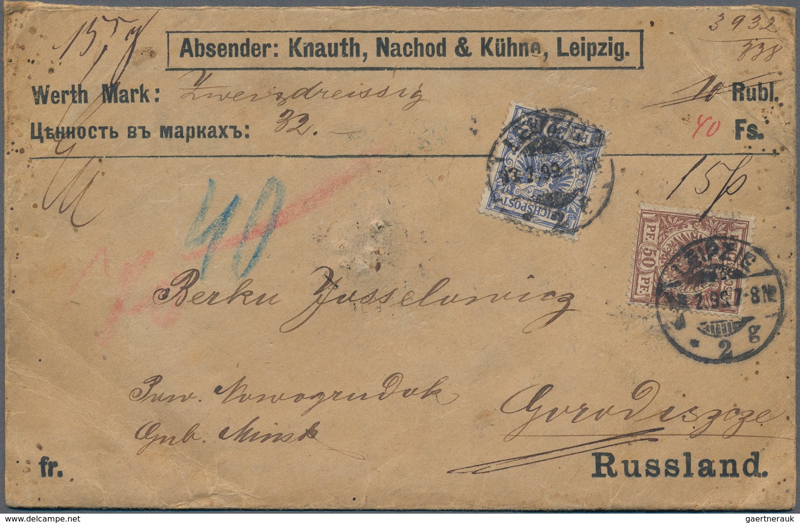 Deutsches Reich - Krone / Adler: 1899, Krone/Adler 20 Pfg. Blau Und 50 Pfg. Braun Je Mit Firmenlochu - Ongebruikt