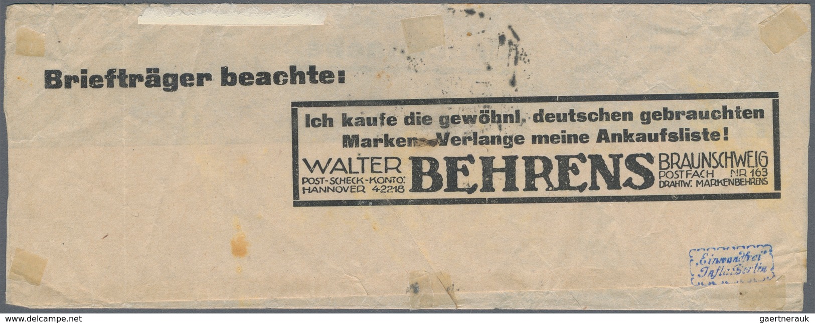 Deutsches Reich - Inflation: 1922, Flugpost 3 Mark Blau, Zwei Belege: Portogerechte Mehrfachfrankatu - Ongebruikt