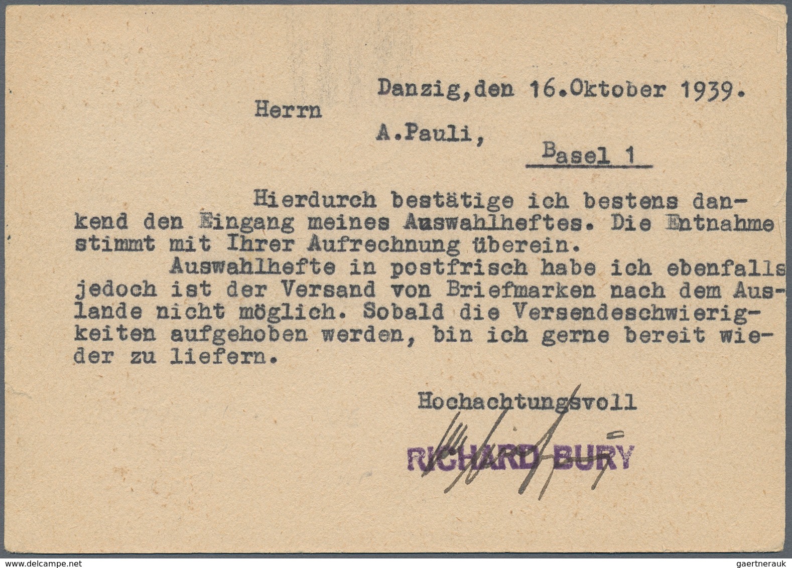 Deutsches Reich - 3. Reich: 1939, Danzig-Abschied, Zwei Belege Mit Portogerechten Einzelfrankaturen: - Nuovi