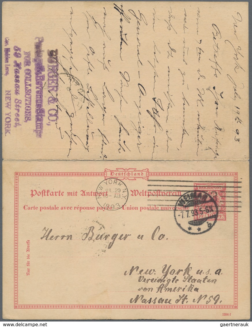 Deutsches Reich - Ganzsachen: 1893, Frage/Antwortkarte 10 Pfg. Krone/Adler Zusammenhängend, Bedarfsg - Andere & Zonder Classificatie