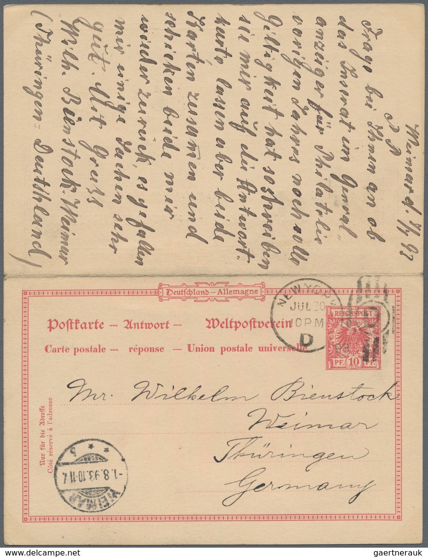 Deutsches Reich - Ganzsachen: 1893, Frage/Antwortkarte 10 Pfg. Krone/Adler Zusammenhängend, Bedarfsg - Sonstige & Ohne Zuordnung
