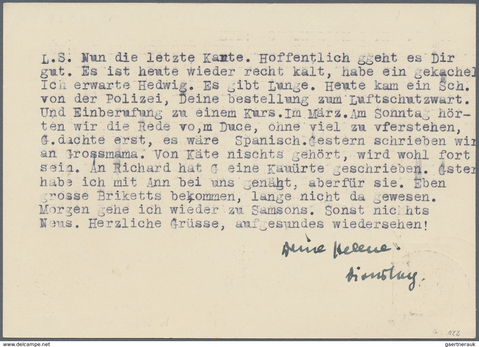 Deutsches Reich - Ganzsachen: 1941, Bildkarte 6 Pfg. Hindenburg "Infanterie" Bedarfsgebraucht Von "D - Otros & Sin Clasificación
